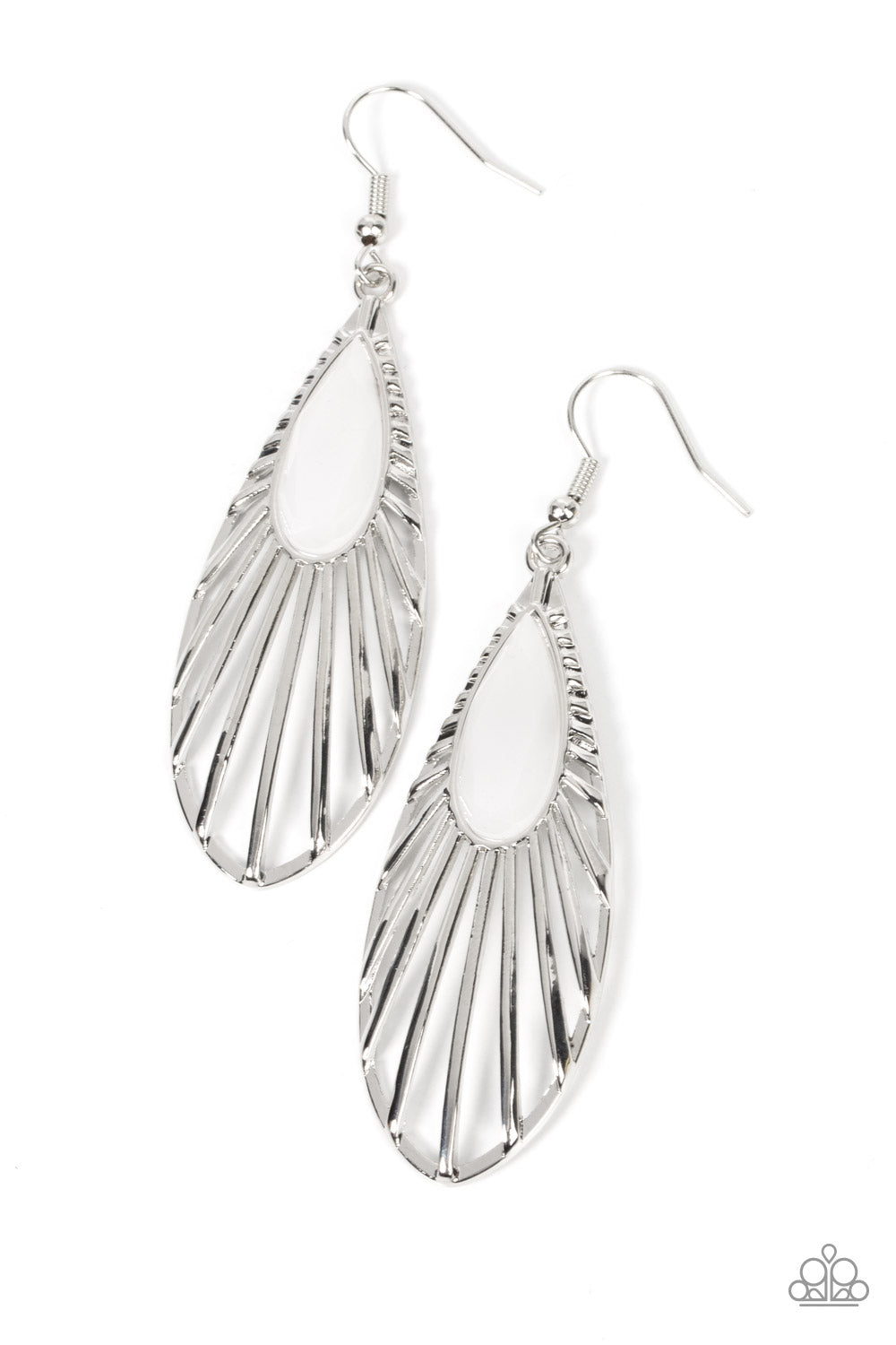 Wing a Ding - white - Paparazzi earrings