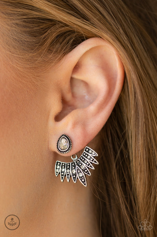 Wing Fling - white - Paparazzi earrings