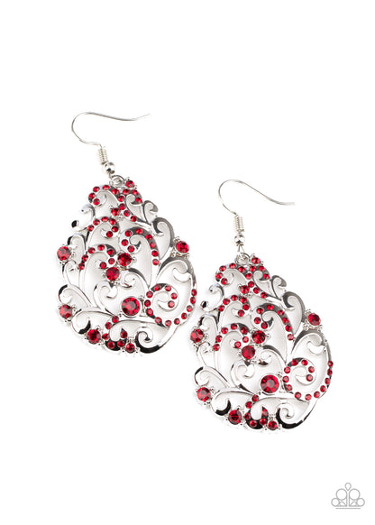 Winter Garden - red - Paparazzi earrings