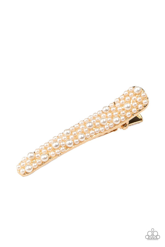 Wish You Were HAIR-gold-Paparazzi hair clip
