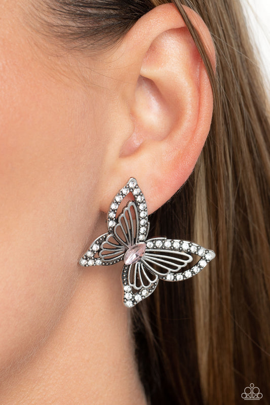 Wispy Wings - pink - Paparazzi earrings