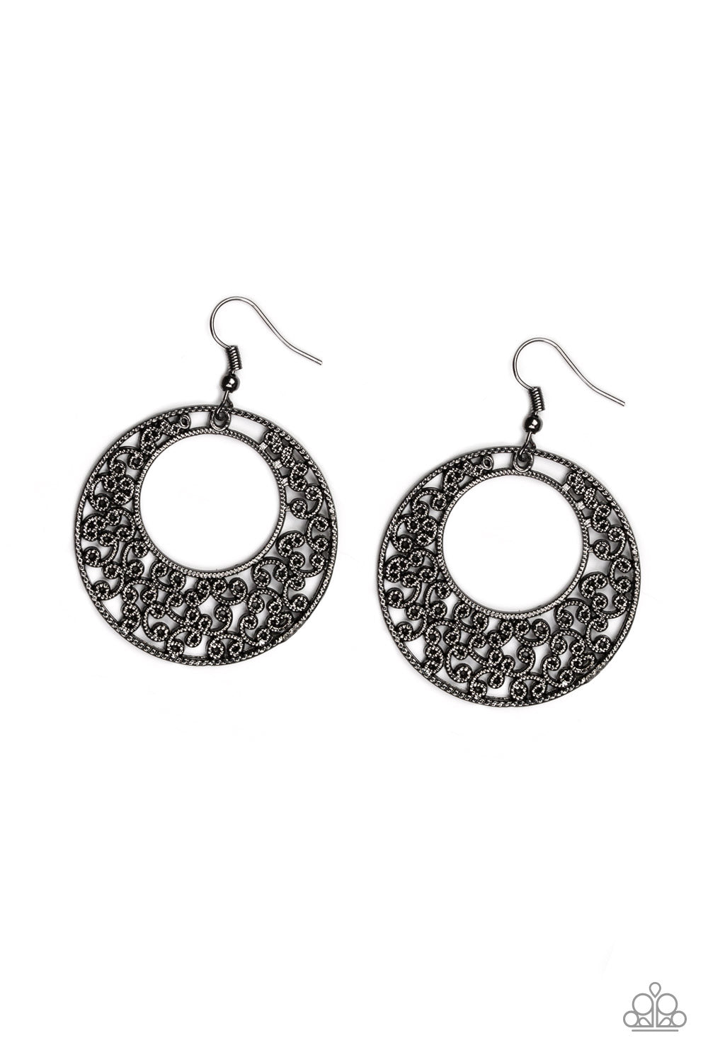 Wistfully Winchester - black - Paparazzi earrings