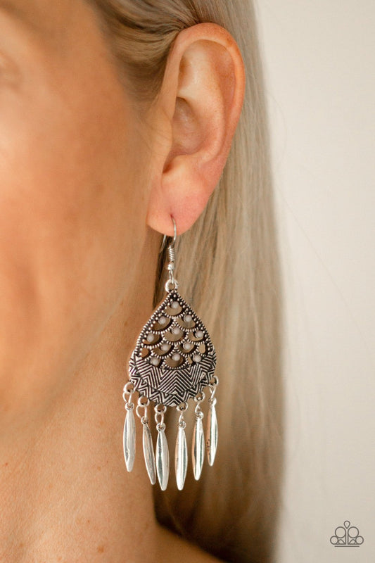 Wolf Den-silver-Paparazzi earrings