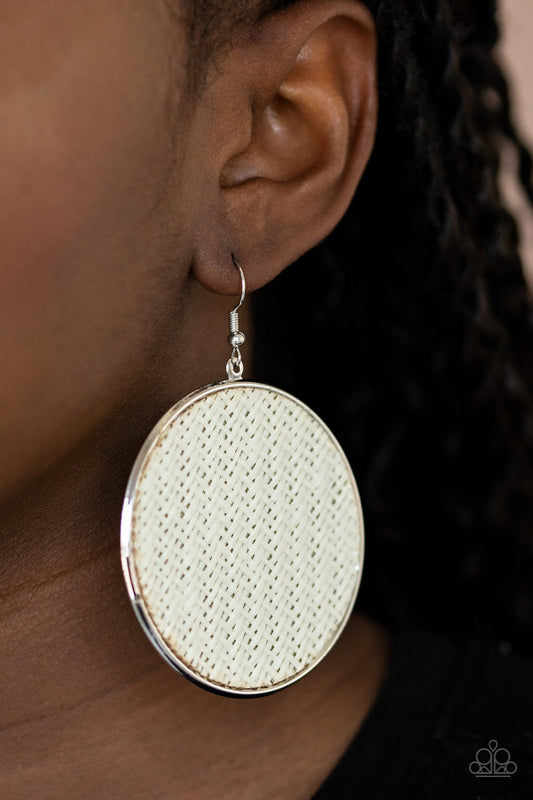 Wonderfully Woven - white - Paparazzi earrings
