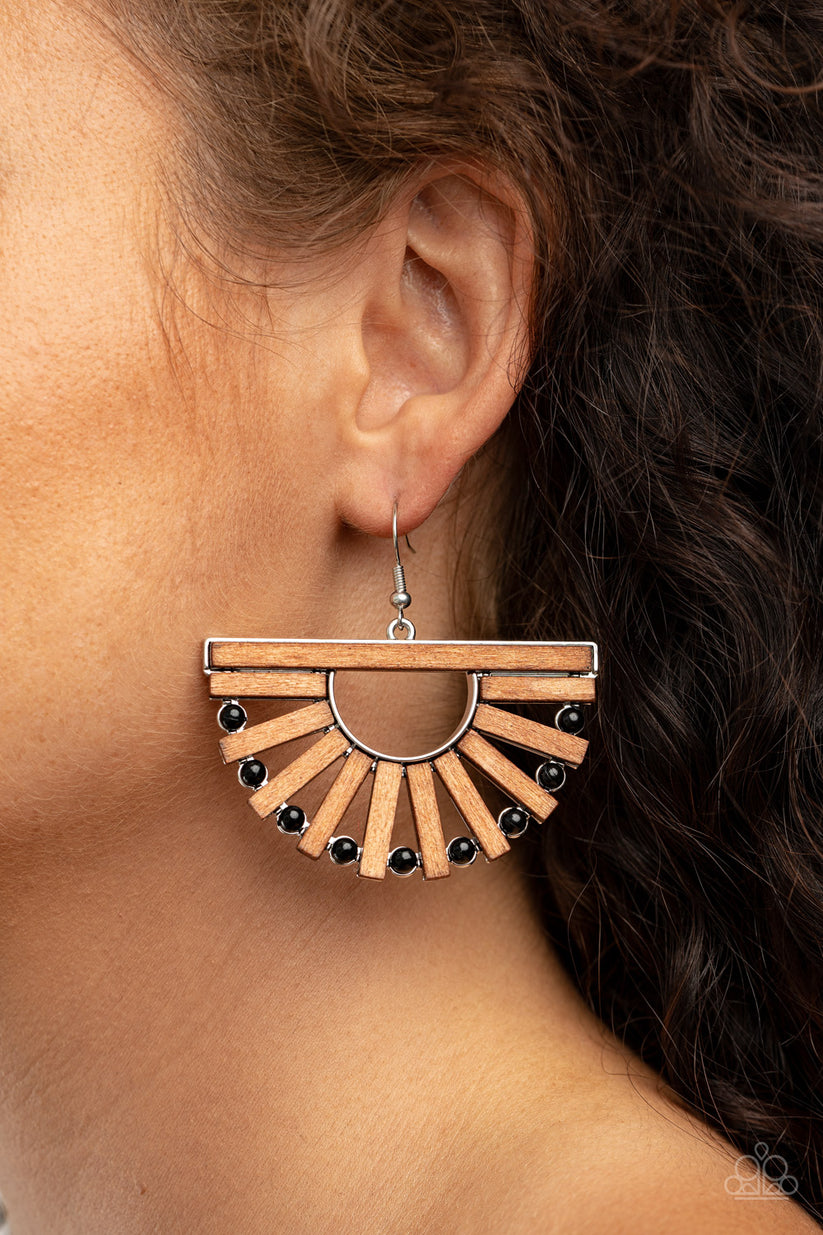 Wooden Wonderland black Paparazzi earrings JewelryBlingThing