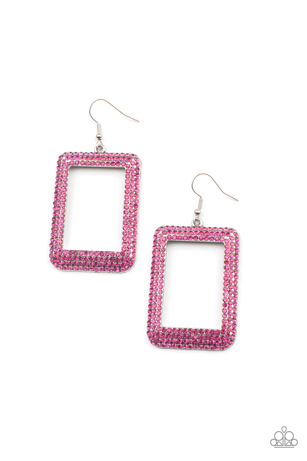 World FRAME-ous - pink - Paparazzi earrings