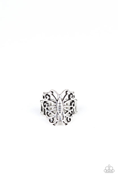 Wouldn't Hurt a Butterfly - silver - Paparazzi ring