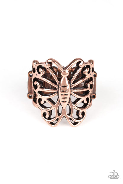 Wouldnt Hurt A Butterfly - copper - Paparazzi ring