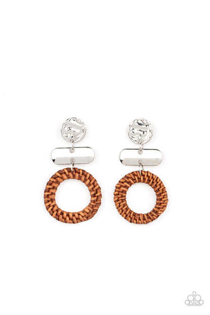 Woven Whimsicality - brown - Paparazzi earrings