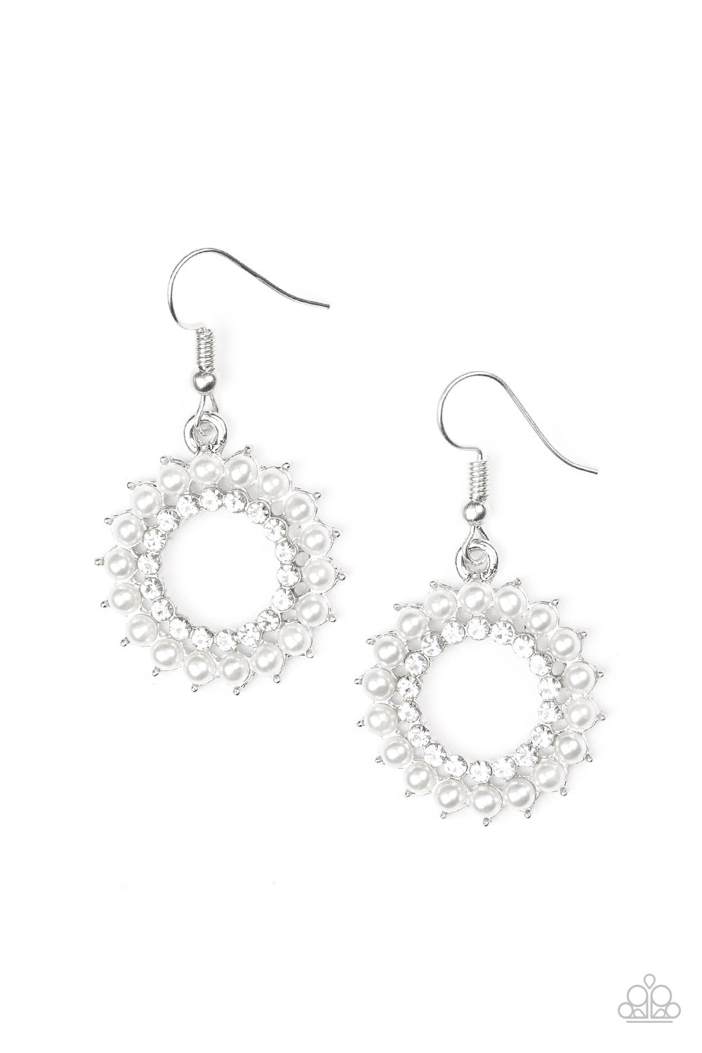 Wreathed in Radiance - white - Paparazzi earrings