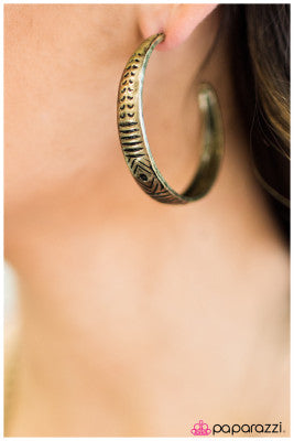 Madly Madagascar -brass - Paparazzi hoop earrings